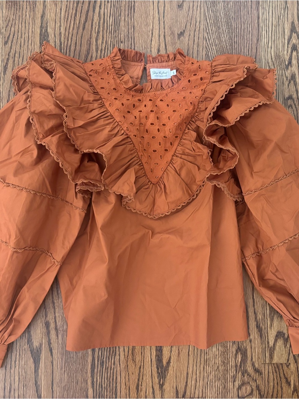 Ruffled Eyelet Blouse in Rust by Shop the mint - Picture 6 of 6